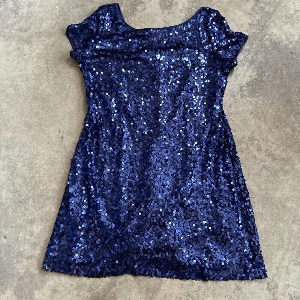 Ladys Image Dress Womens 16 Mini Sequin Short Sleeve Evening Royal Blue Party‎